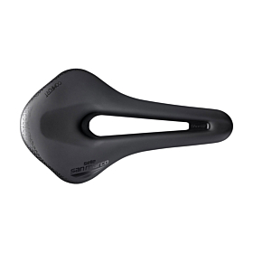 Selle Vélo De Course Vintage San Marco Tecno Dynamica - Cuir Noir, Rails 7x7 Mm, 270x145 Mm, 249g, Occasion Bon état