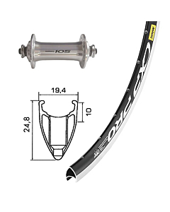 Roue Avant Route GMB 105 / Mavic CXP Pro