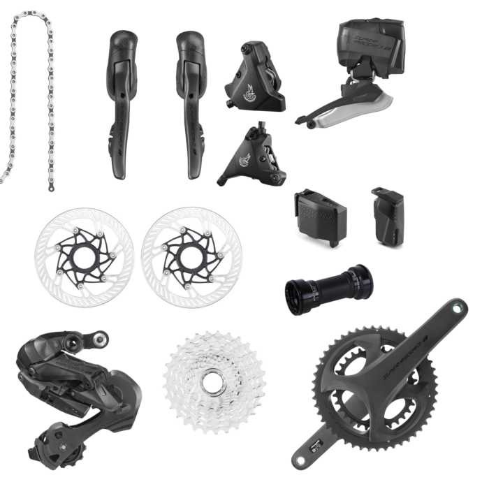 Groupe Campagnolo Record 10 Vitesses Pour Triple Plateaux - Carbone Noir